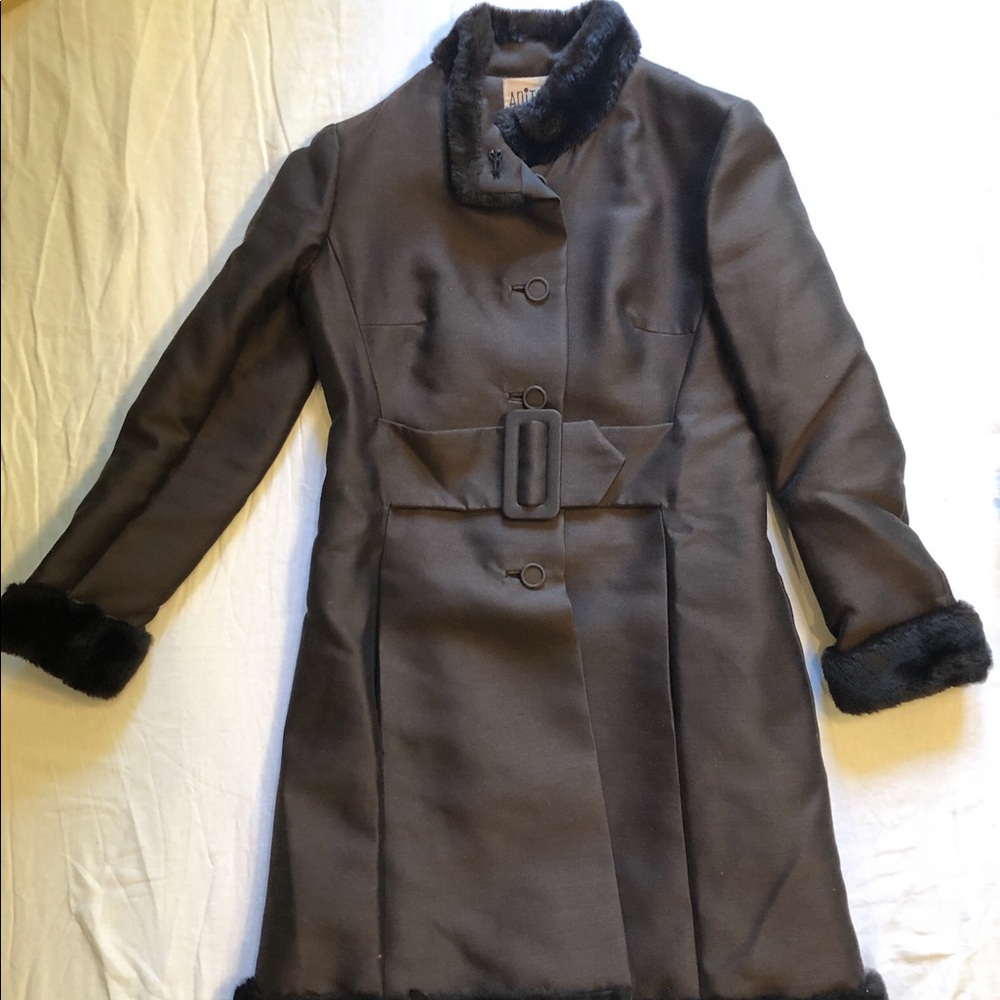 Custom vintage brown fur trim coat